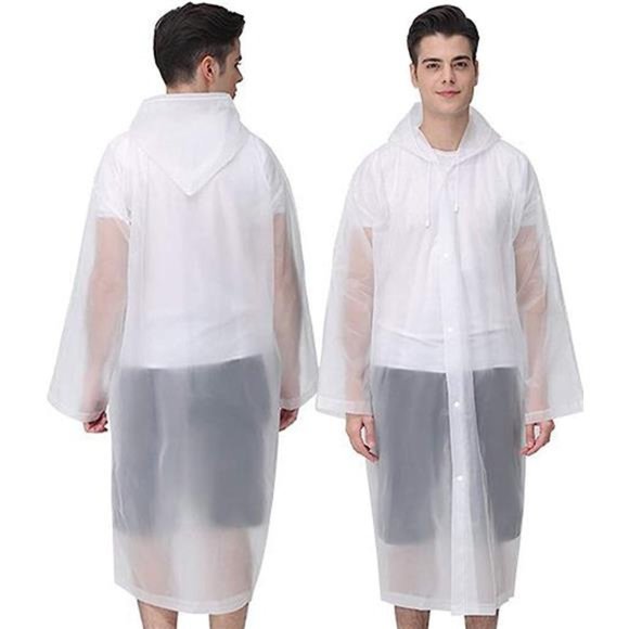 Rain Ponchos for Adults Reusable, 2 Pcs Raincoats Emergency for Women Men - Picture 2 of 6